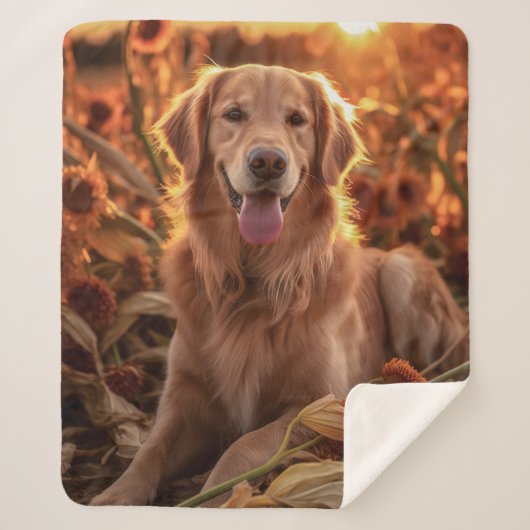 Herfst Golden Retriever Sherpa Deken (Voorkant)