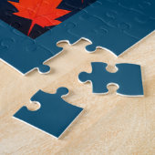 Herfst golden sinaasappel verlaat marineblauw legpuzzel (Zijkant)