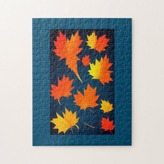 Herfst golden sinaasappel verlaat marineblauw legpuzzel (Verticaal)