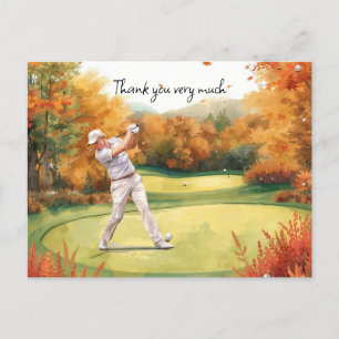 Herfst Golfer in golfbaan waterverf dank u Briefkaart