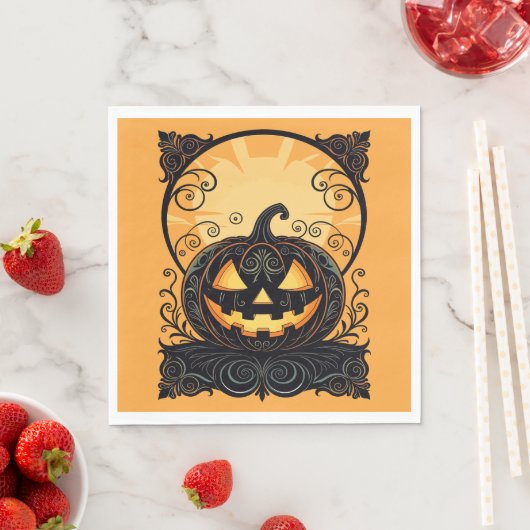 Herfst Gothic Jack O Lantern Servet (Insitu)