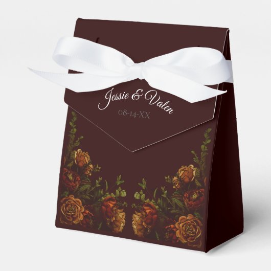Herfst Gothic Wedding Rustic Oranje maroon Bedankdoosjes (Voorkant Zijde)