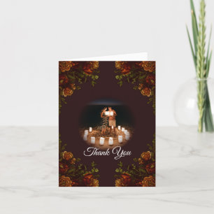 Herfst Gothic Wedding Rustic Oranje maroon Bedankkaart