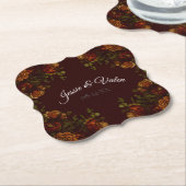 Herfst Gothic Wedding Rustic Oranje maroon Kartonnen Onderzetters (Gekanteld)