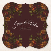 Herfst Gothic Wedding Rustic Oranje maroon Kartonnen Onderzetters (Voorkant)