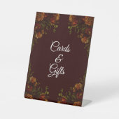 Herfst Gothic Wedding Rustic Oranje maroon Reclamebord Met Voetstuk (Voorkant)