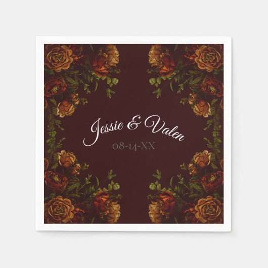 Herfst Gotische bruiloft Rustic Maroon Servet (Voorkant)