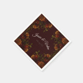 Herfst Gotische bruiloft Rustic Maroon Servet (Hoek)