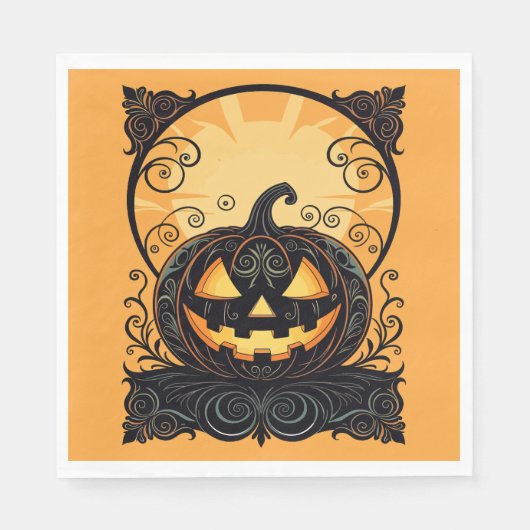 Herfst Gotische Jack O Lantern Servet (Voorkant)