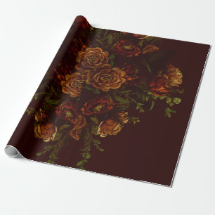 Herfst Gotische Trouw Rustiek Oranje Maroon Cadeaupapier