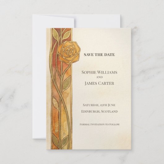 Herfst Goud Art Nouveau Bewaar De Datum Save The Date (Voorkant)
