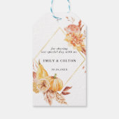 Herfst Goud Bloemige Pompoen Trouw Dank Je Wel Cadeaulabel (Achterkant)