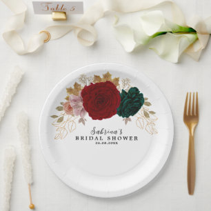 Herfst Goud Bourgogne Smaragd Greeny Floral Papieren Bordje