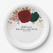 Herfst Goud Bourgogne Smaragd Greeny Floral Papieren Bordje (Voorkant)