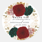 Herfst Goud Bourgogne Smaragd Greeny Floral Ronde Sticker (Voorkant)