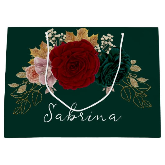 Herfst Goud Bourgondië Emerald Greeney Bloemen Groot Cadeauzakje (Voorkant)