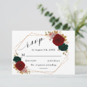 Herfst Goud Bourgondië Emerald Greeny Bloemen RSVP (Staand voorkant)