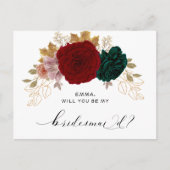 Herfst Goud Bourgondië Emerald Greeny bruidsmeisje Briefkaart (Voorkant)