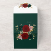 Herfst Goud Bourgondië Emerald Greeny bruiloft All In One Uitnodiging (Buitenkant)