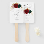 Herfst Goud Bourgondië Emerald Greeny bruiloft Handwaaier (Voorkant en achterkant)