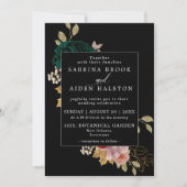 Herfst Goud Bourgondië Emerald Greeny bruiloft Kaart (Voorkant)