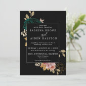 Herfst Goud Bourgondië Emerald Greeny bruiloft Kaart (Staand voorkant)