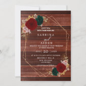 Herfst Goud Bourgondië Emerald Greeny bruiloft Kaart (Voorkant)