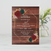 Herfst Goud Bourgondië Emerald Greeny bruiloft Kaart (Staand voorkant)