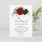 Herfst Goud Bourgondië Emerald Greeny bruiloft Kaart (Staand voorkant)