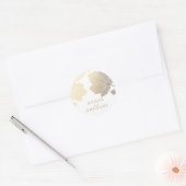 Herfst Goud en Witte Bladeren Bruiloft Ronde Sticker (Envelop)