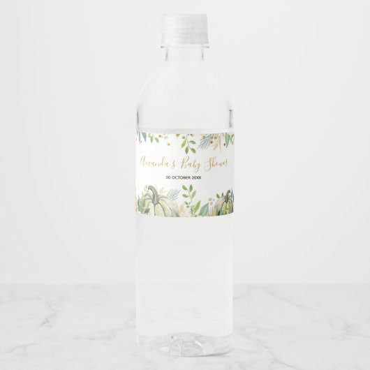 Herfst Goud en Witte Pompoen Waterfles Labels Etiket (Voorkant)