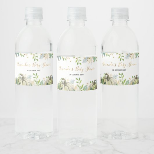 Herfst Goud en Witte Pompoen Waterfles Labels Waterfles Etiket (Flessen)