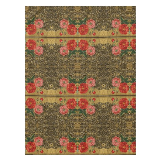 Herfst Goud en Zwart en Big Bold Bloemen Tafelkleed (Voorkant)