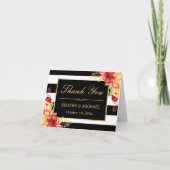 Herfst Goud Geel Rood Bloem Strepen Dank je Bedankkaart (Voorkant)