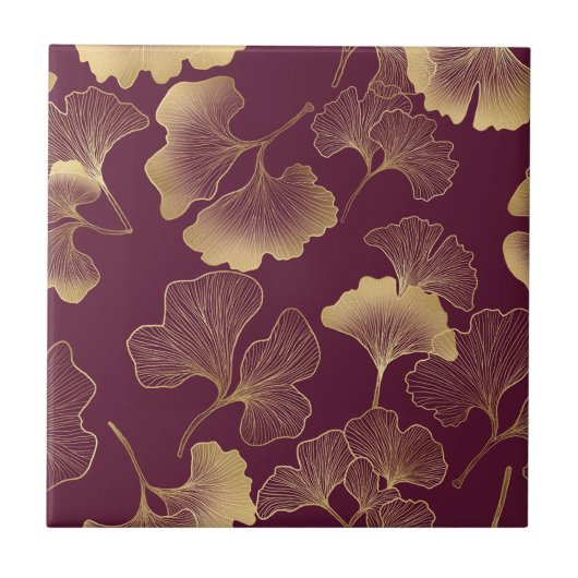 Herfst Goud Ginkgo Blad Patroon Tegeltje (Voorkant)