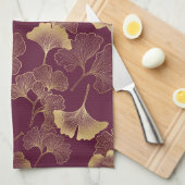 Herfst Goud Ginkgo Blad Patroon Theedoek (Quarter Fold)