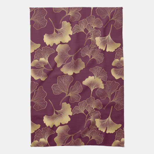Herfst Goud Ginkgo Blad Patroon Theedoek (Verticaal)