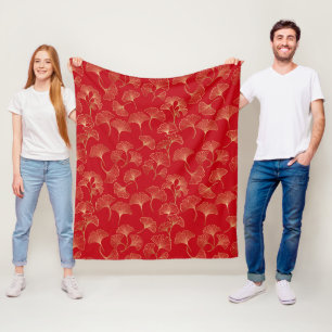 Herfst Goud Ginkgo in het Rood voor Gezellig Wonen Fleece Deken