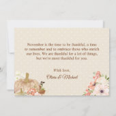 Herfst Goud Glitters Pompoen Bloem Bedankkaart (Achterkant)