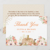 Herfst Goud Glitters Pompoen Bloem Bedankkaart (Voorkant / Achterkant)