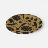 Herfst Goud Oranje Geel Zwarte Kraai Herfst Pompoe Papieren Bordje (Gekanteld)