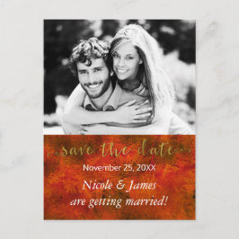 Herfst Goud SAVE THE DATE Rustieke Trouwfoto Aankondigingskaart