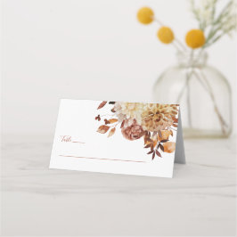 Herfst Goud Terracotta Aquarel Bloemige Trouw Pla Plaatskaartje