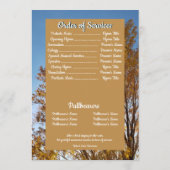 Herfst Gouden Bladbomen Fotonaam Citaten Begrafeni Programmakaart (Achterkant)