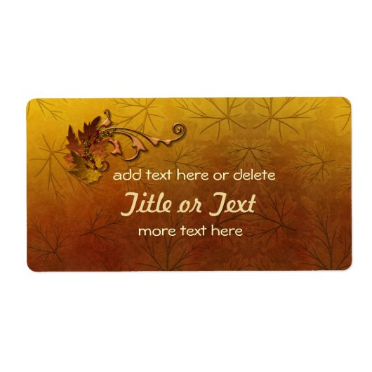 Herfst Gouden bladeren Bruiloft Etiket (Voorkant)