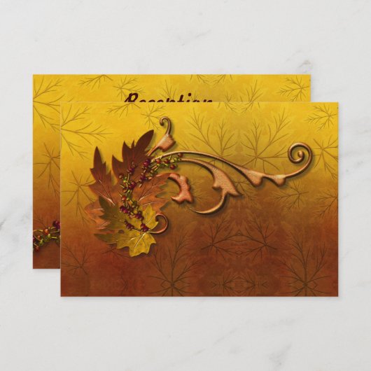 Herfst Gouden Bladeren Bruiloft Informatiekaartje (Voorkant / Achterkant)