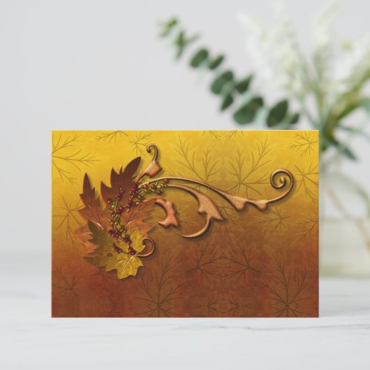 Herfst Gouden Bladeren Bruiloft Informatiekaartje (Staand voorkant)