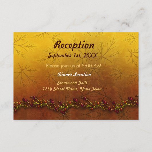 Herfst Gouden Bladeren Bruiloft Informatiekaartje (Achterkant)