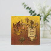 Herfst Gouden bladeren Bruiloft Kaart (Staand voorkant)