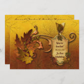 Herfst Gouden bladeren Bruiloft Kaart (Voorkant / Achterkant)